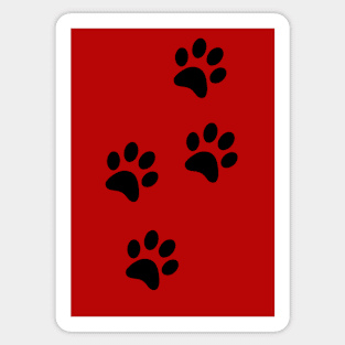 Black Pawprints on Red Sticker